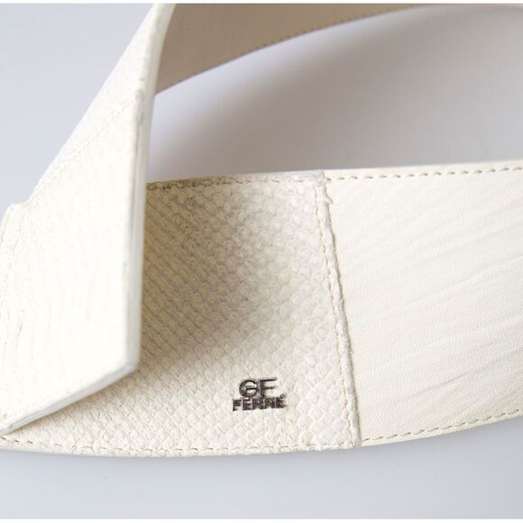 GF Ferre Off White Waxed Cotton Wide Fashion Waistband Women's Belt
